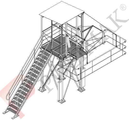 Bulk truck vehicle access platform for bulk solid loading by spout