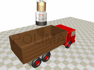 How open bulk truck loading spout works animation of telescopic loading spout
