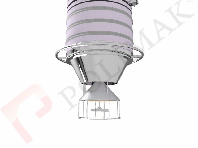 Bottom closure cone of bulk solid tanker loading bellows